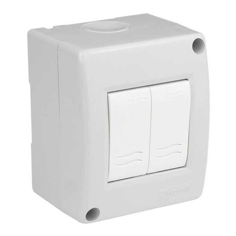 Contenitore a 2 moduli grigio per frutti serie Onda IP40 Marlanvil