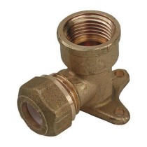 Raccordo gomito per tubo rame 12x1/2 femmina flangiato - ogiva teflon