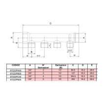 Collettore lineare in ottone giallo ingresso 3/4 mf uscita 5 vie 1/2 m - Icma