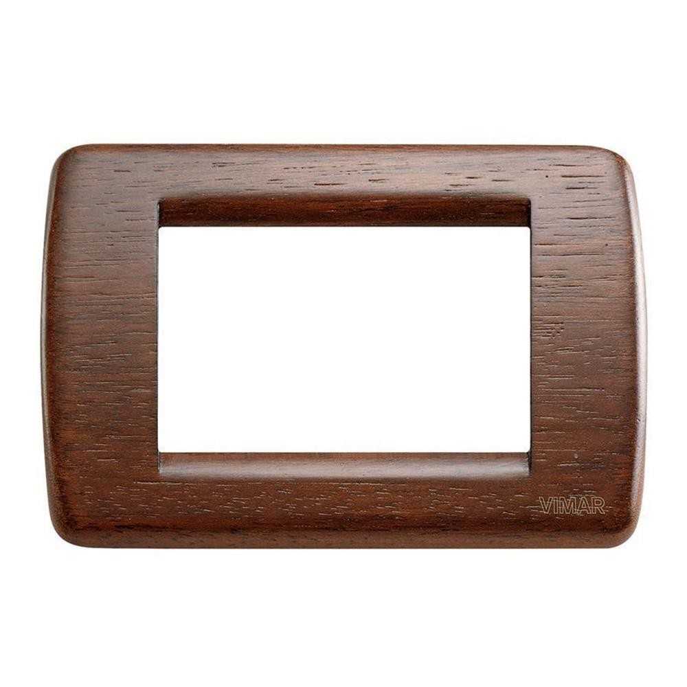 Placca 3 moduli rondo radica di noce naturale - serie Vimar Idea