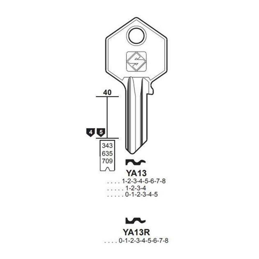 Chiave cilindro per la duplicazione yale ya13r