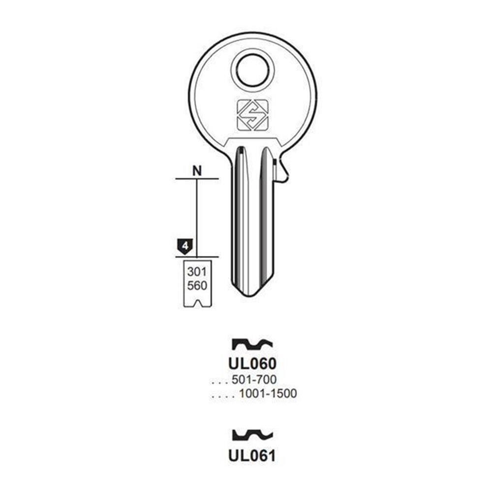 Chiave cilindro per la duplicazione universal ul061