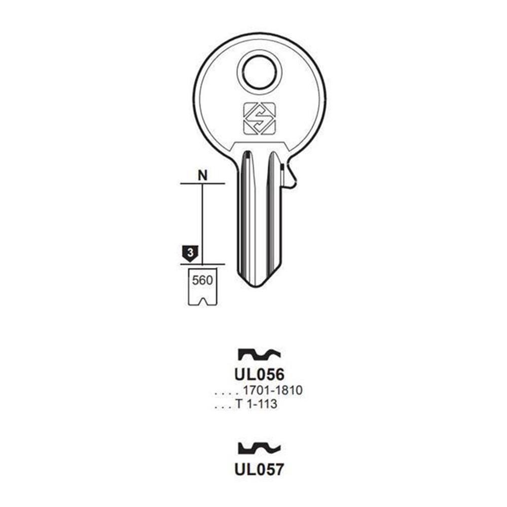 Chiave cilindro per la duplicazione universal ul056