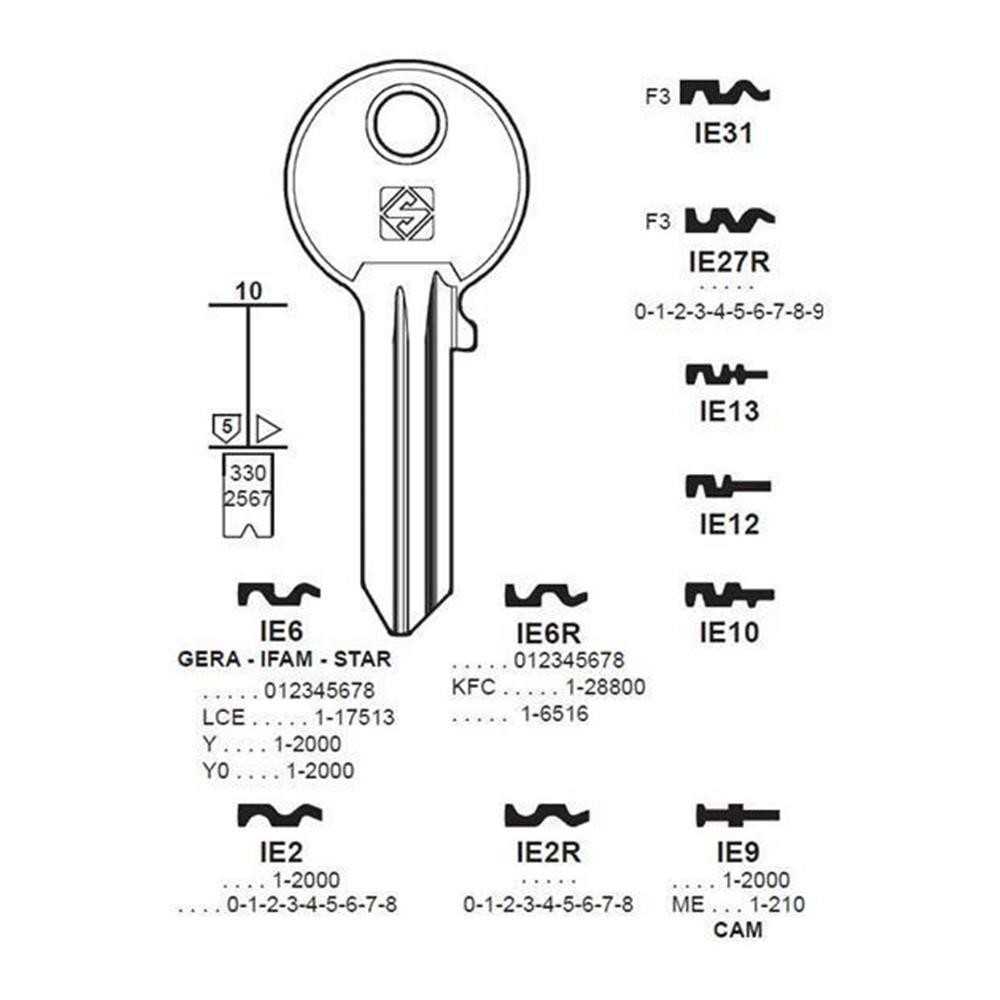 Chiave cilindro per la duplicazione iseo ie9
