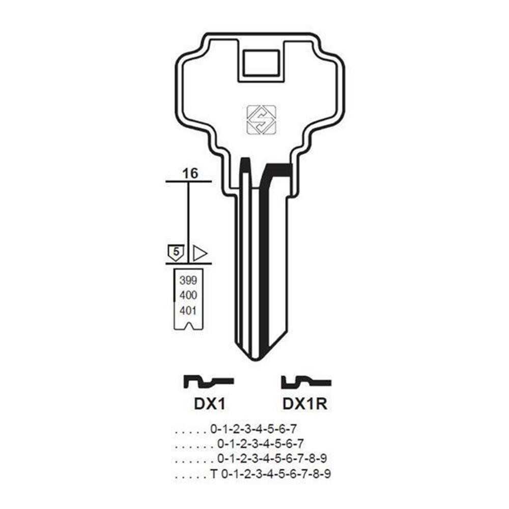 Chiave cilindro per la duplicazione dexter dx1