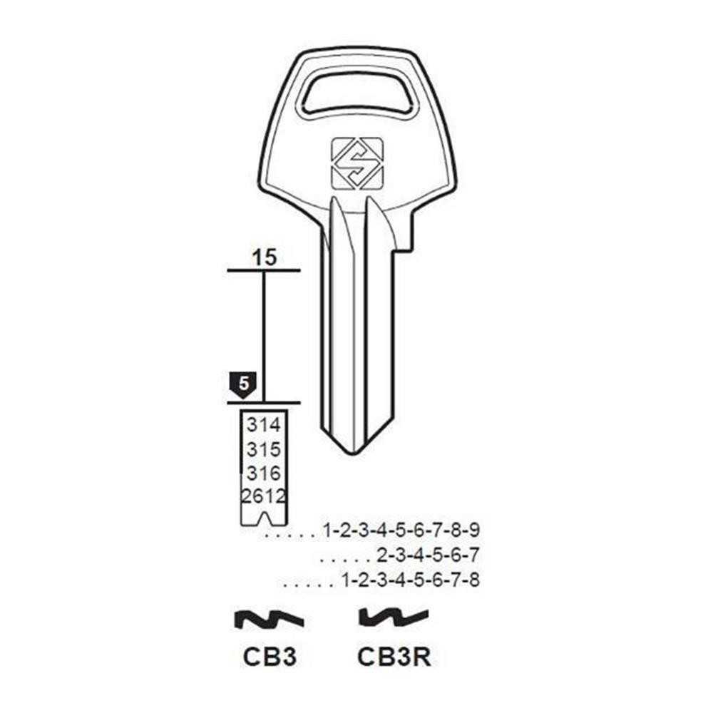 Chiave cilindro per la duplicazione corbin cb3