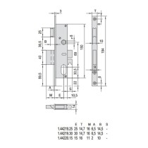 Serratura infilare 15 per montanti mandata scrocco - Cisa