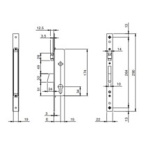 Serratura infilare 25 per cilindro sagomato mandata e rullo - iseo