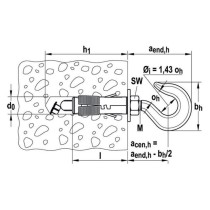 Tassello acciaio a gancio slm 8 punta 14