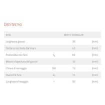 Tassello acciaio a gancio slm 8 punta 14