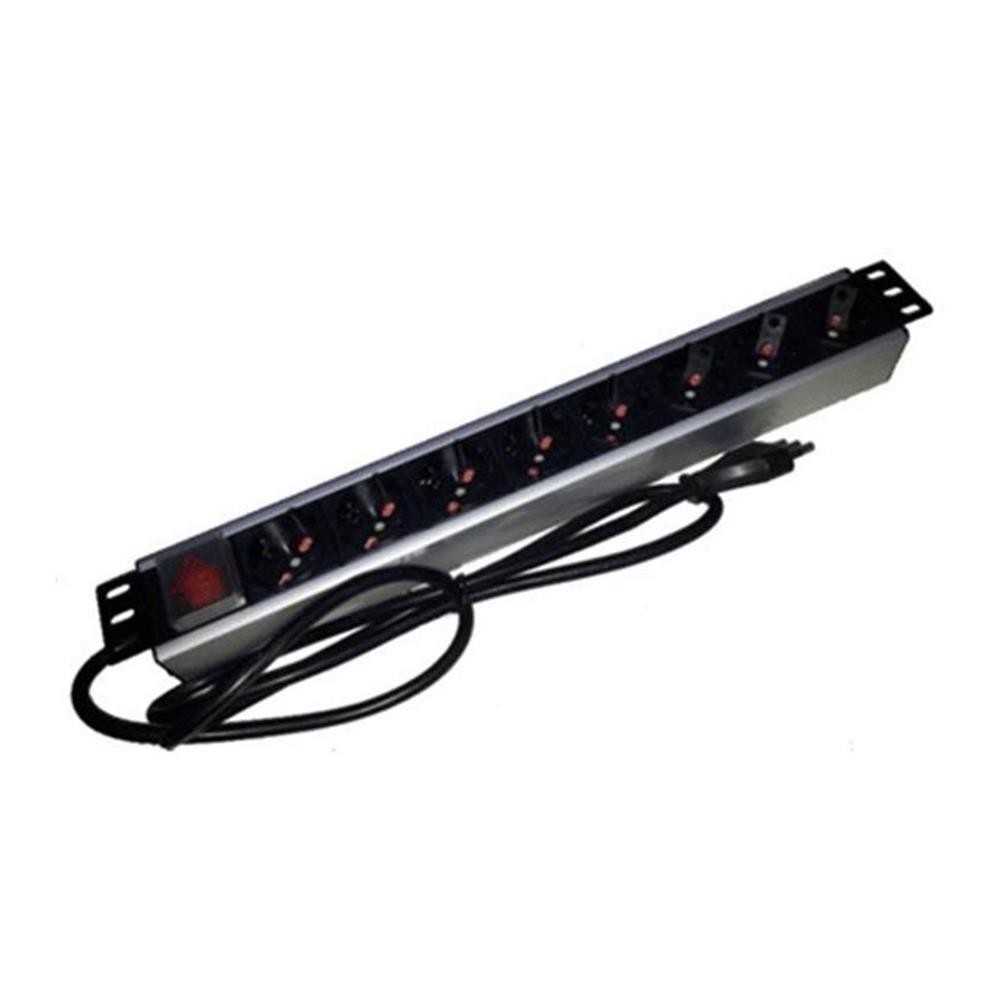 Multipresa rack 19 nero con 8 prese unl e interruttore illuminato - Link