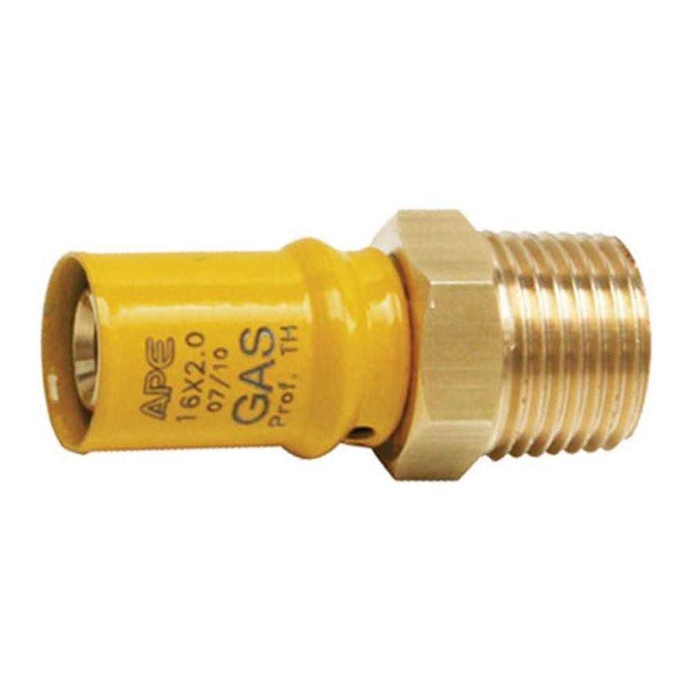 Raccordo dritto per tubo multistrato 20xM3/4 pressare gas - Ape