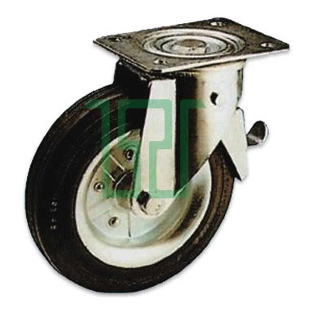 Ruota 100 piastra girevole con freno portata max 90 kg
