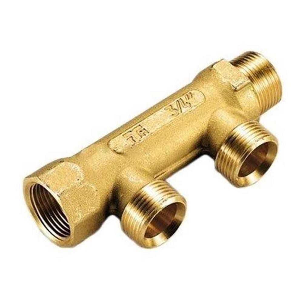 Collettore lineare in ottone giallo ingresso 1 mf uscita 2 vie 1/2 m - Tiemme