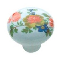 Pomolo 30 porcellana tondo senza base fiore rosa - Cottali