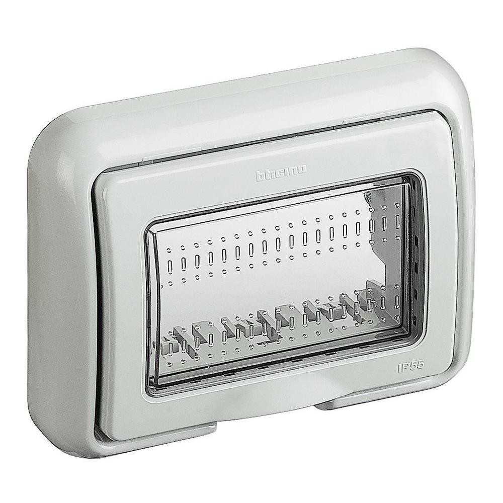 Supporto a calotta 3 moduli grigio per frutti serie BTicino Matix IP55