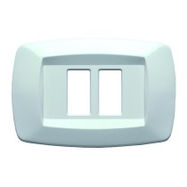 Placca 2 moduli modi scatola tonda bianco - serie Master 16000