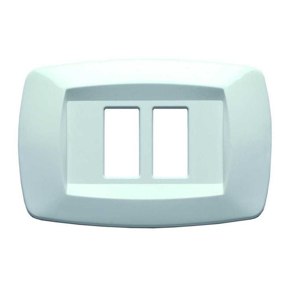 Placca 2 moduli modi scatola tonda bianco - serie Master 16000