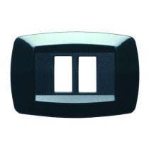 Placca 2 moduli modi scatola tonda nero - serie Master 16000