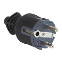 Spina 16A schuko in gomma nera IP44 - Master