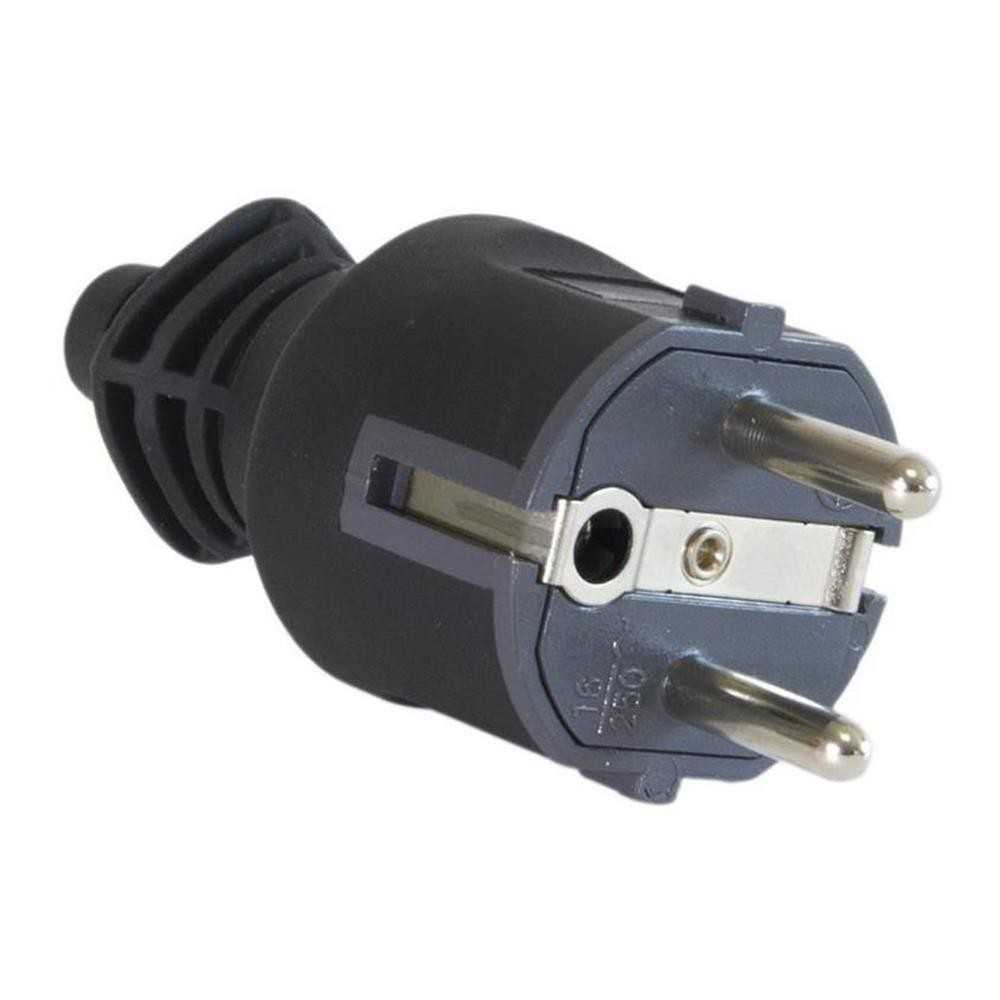 Spina 16A schuko in gomma nera IP44 - Master