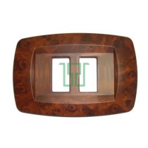 Placca 2 moduli modi scatola tonda radica - serie Master 16000