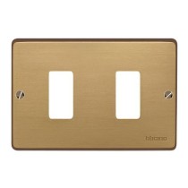 Placca 2 moduli con viti bronzo - serie Bticino Magic
