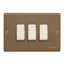 Placca 3 moduli con viti bronzo - serie Bticino Magic