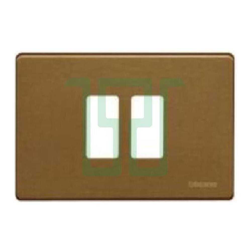 Placca 2 moduli scatola tonda bronzo - serie Bticino Magic